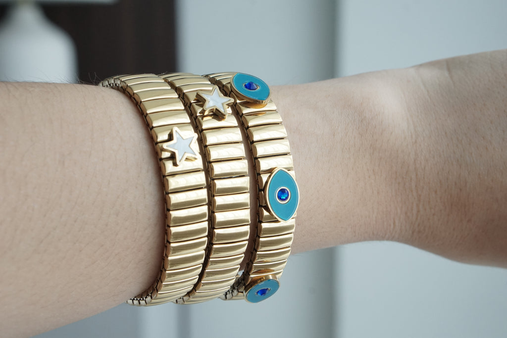 Pulsera acero ojo turco con cristales