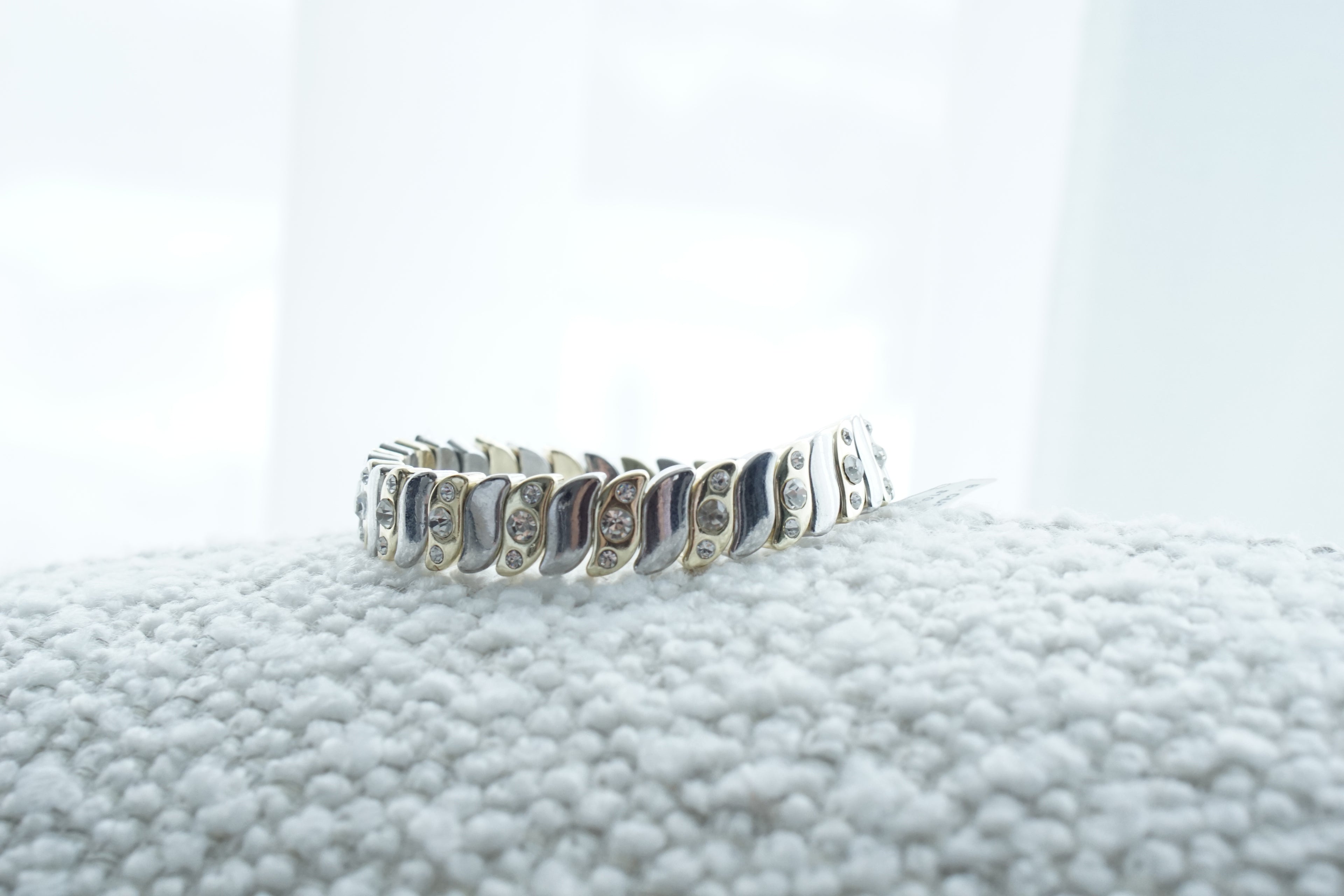 Pulsera ondas chapa de oro combinada