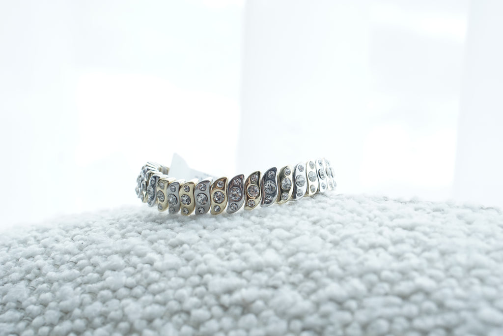 Pulsera ondas chapa de oro combinadazirconias