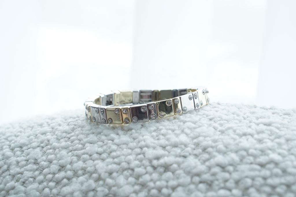 Pulsera dado chapa de oro combinada