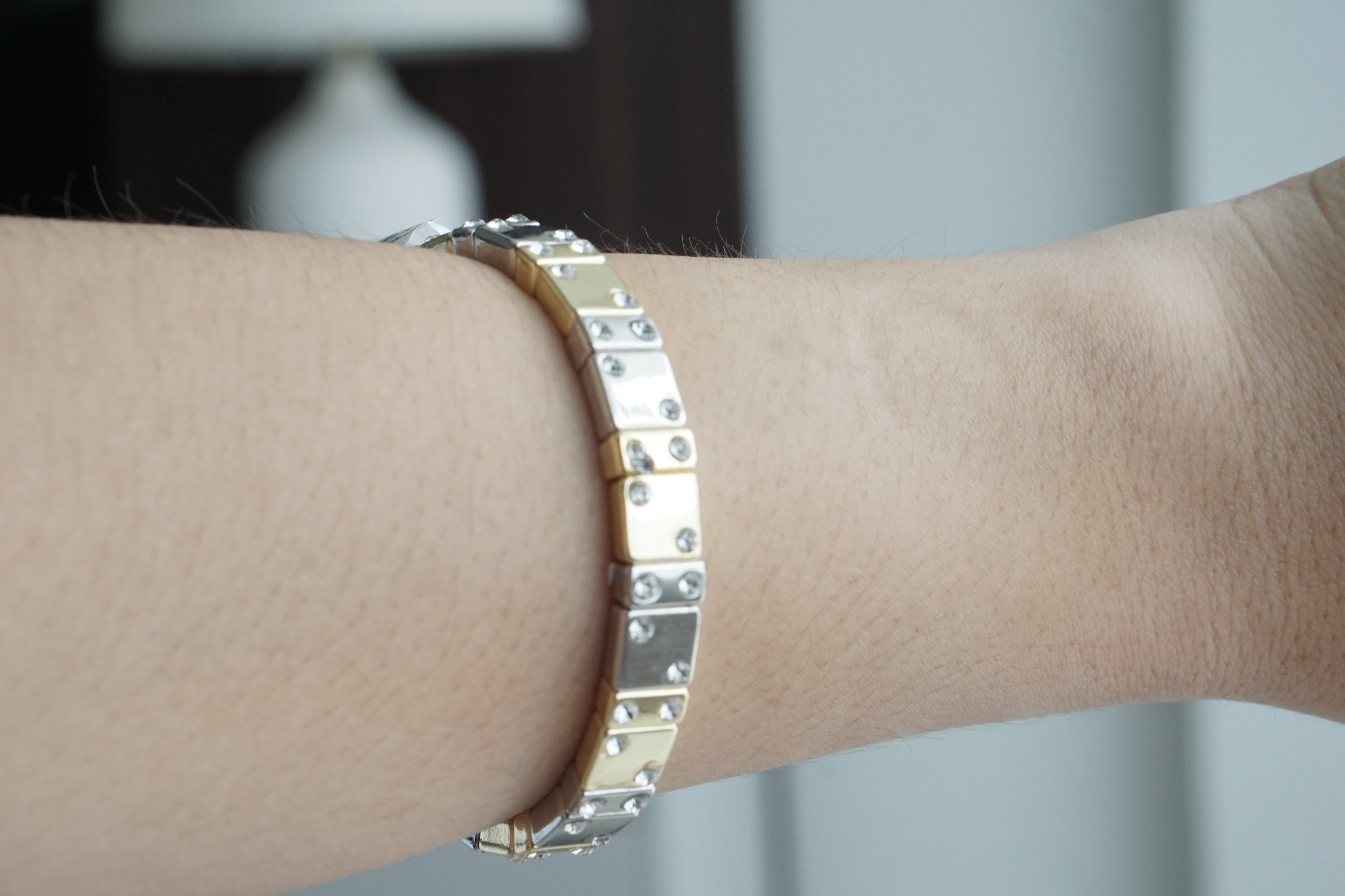 Pulsera dado chapa de oro combinada