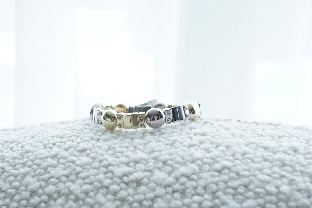 Pulsera esferas de oro combinada