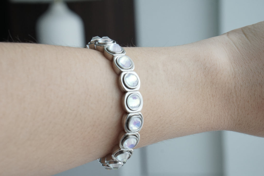 Pulseras circulos plateado zirconias