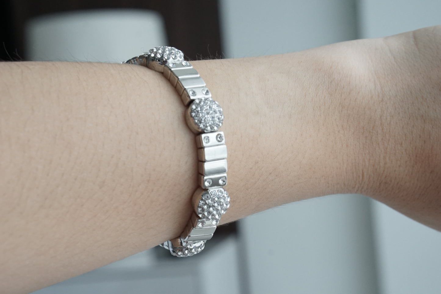 Pulsera plateado zirconia esfera