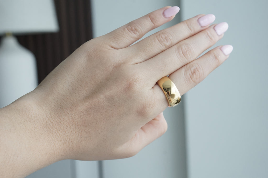 Thick Smooth Adjustable Ring 10MM – Gold