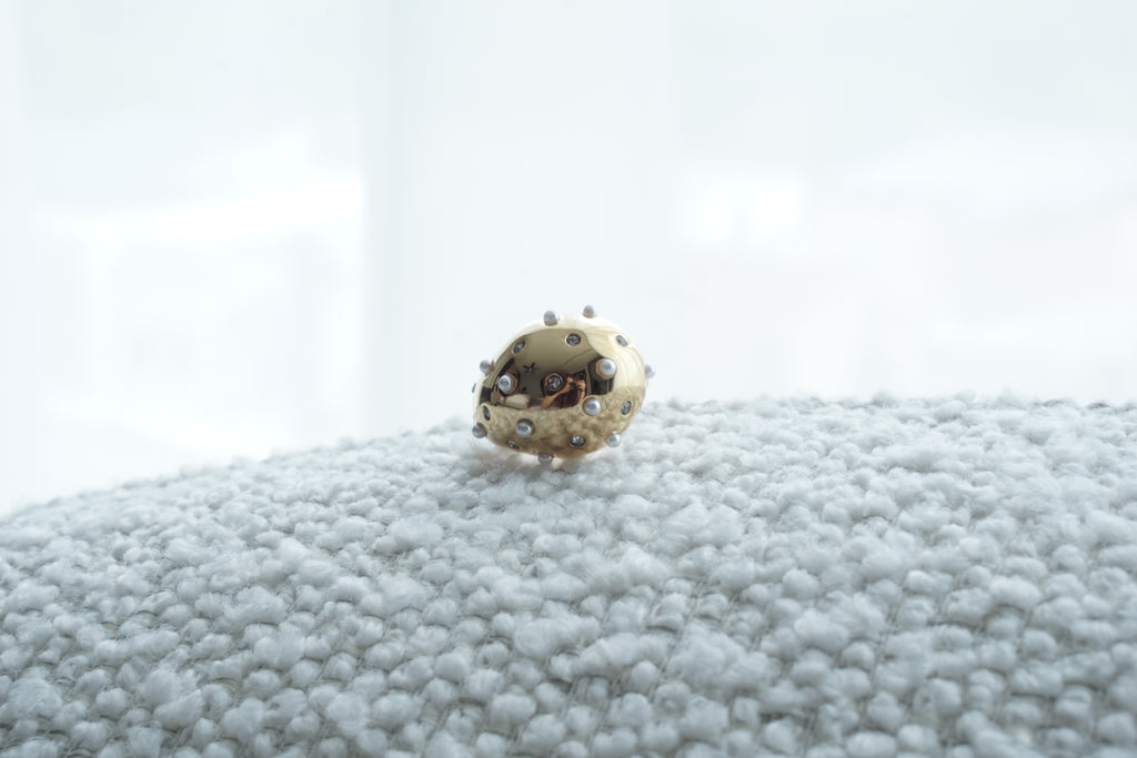 Adjustable Drop Crystal and Pearl Ring 18MM – Gold