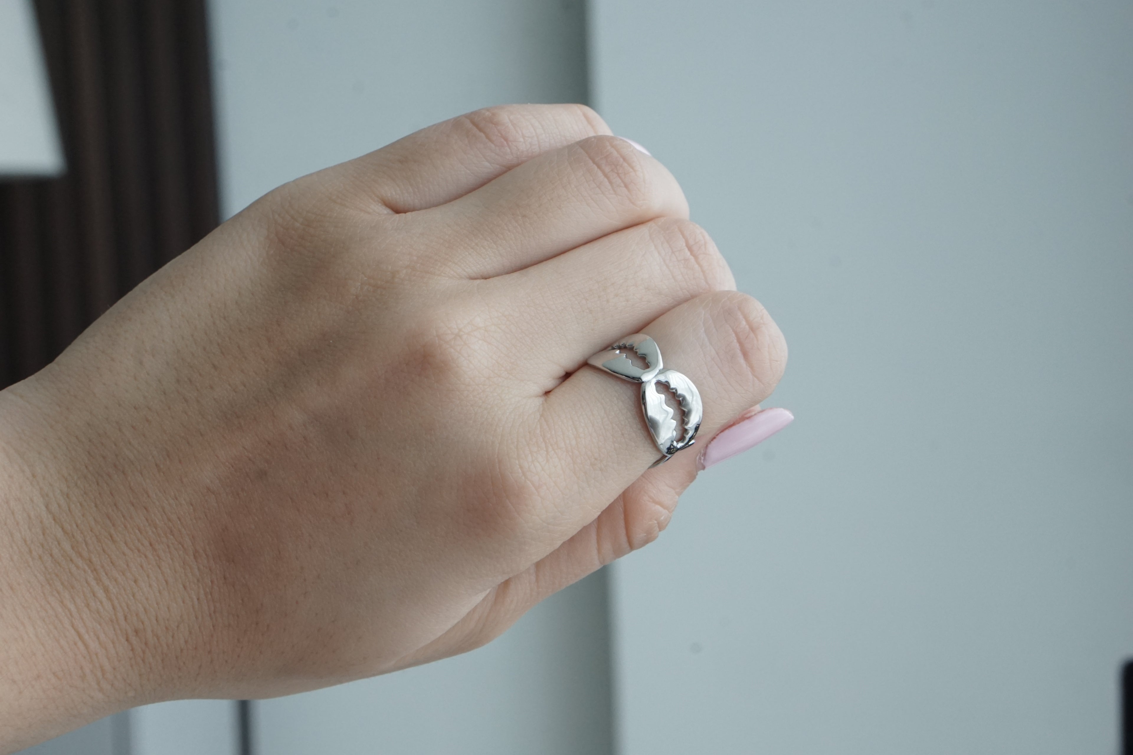 Silver Seashell Adjustable Ring