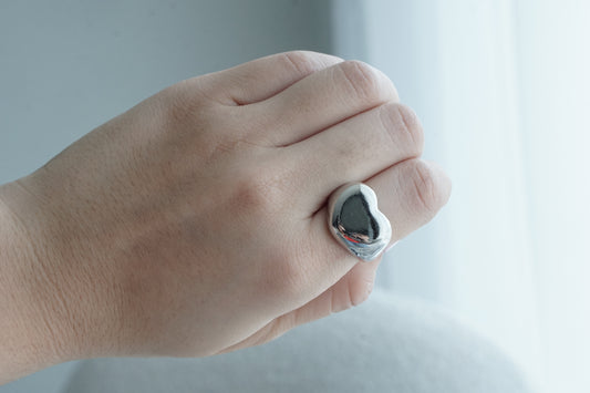 Anillo corazon plateado