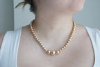 Asymmetrical Smooth Bead Necklace 42CM – 14K