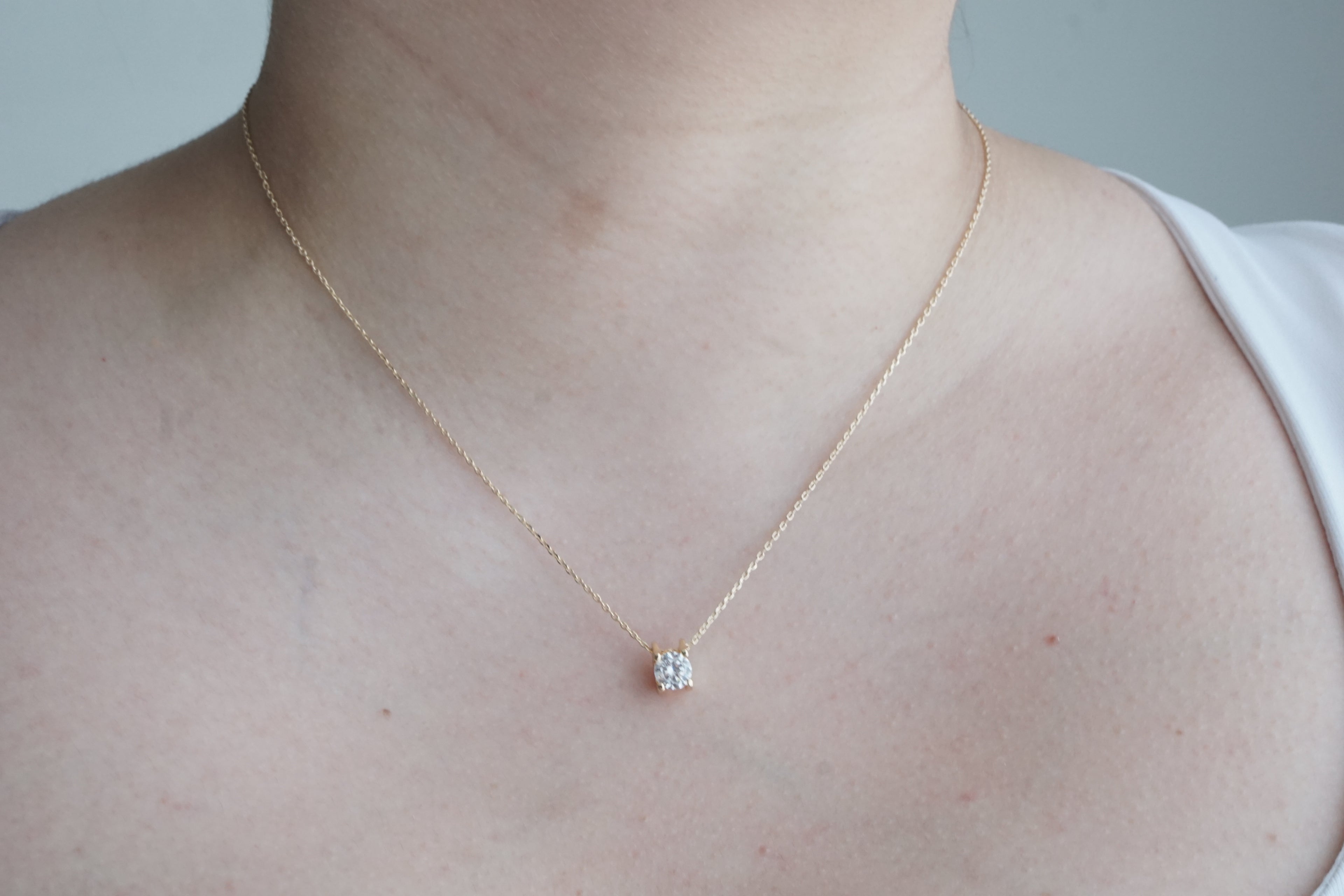 Simple Zirconia Necklace 45CM – 14K