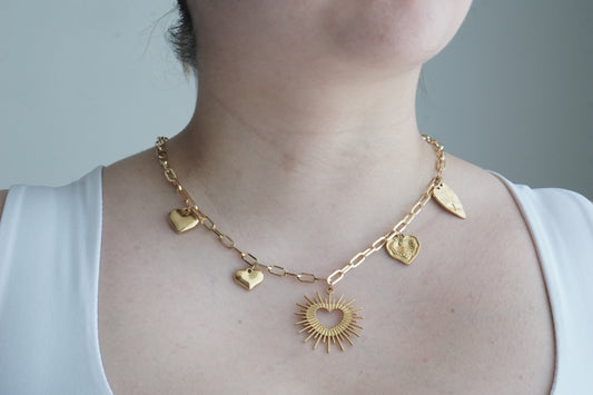 COLLAR CHAPA DE ORO CHARMS DE ACERO