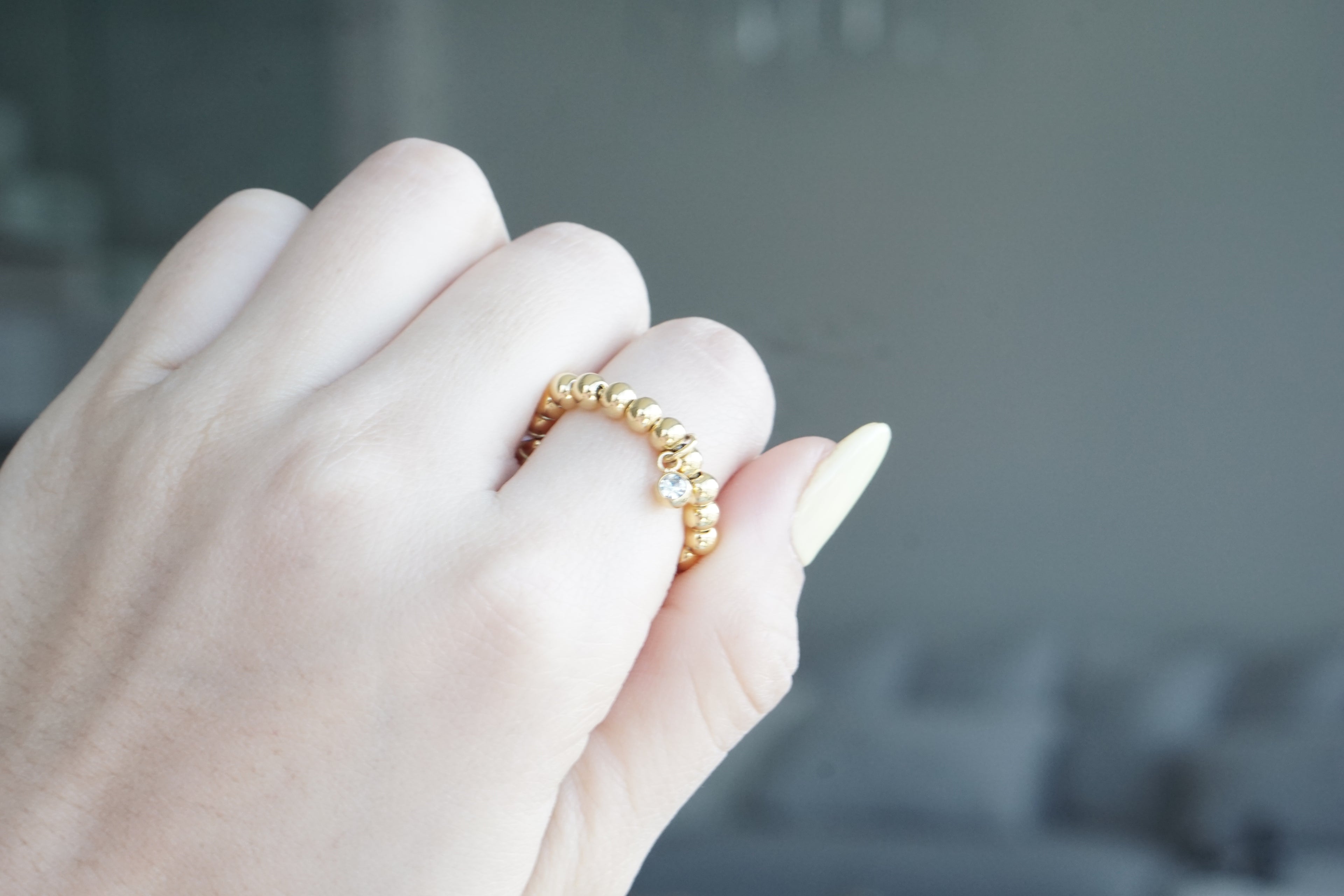 Adjustable Anxiety Ring with 4MM Beads – Gold