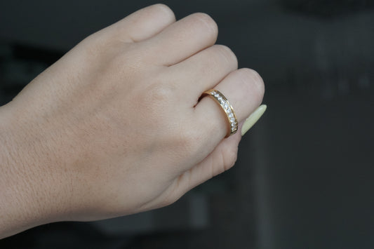 Crystal Line Ring 4MM – Gold Size 8
