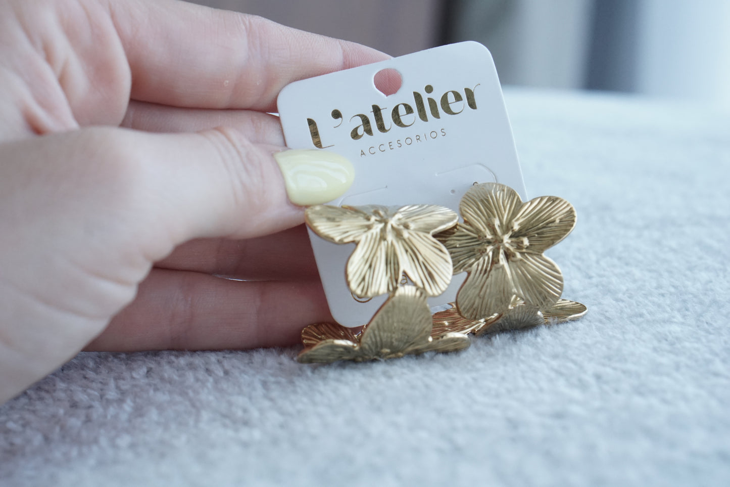 Double Textured Flower Hoops – Gold
