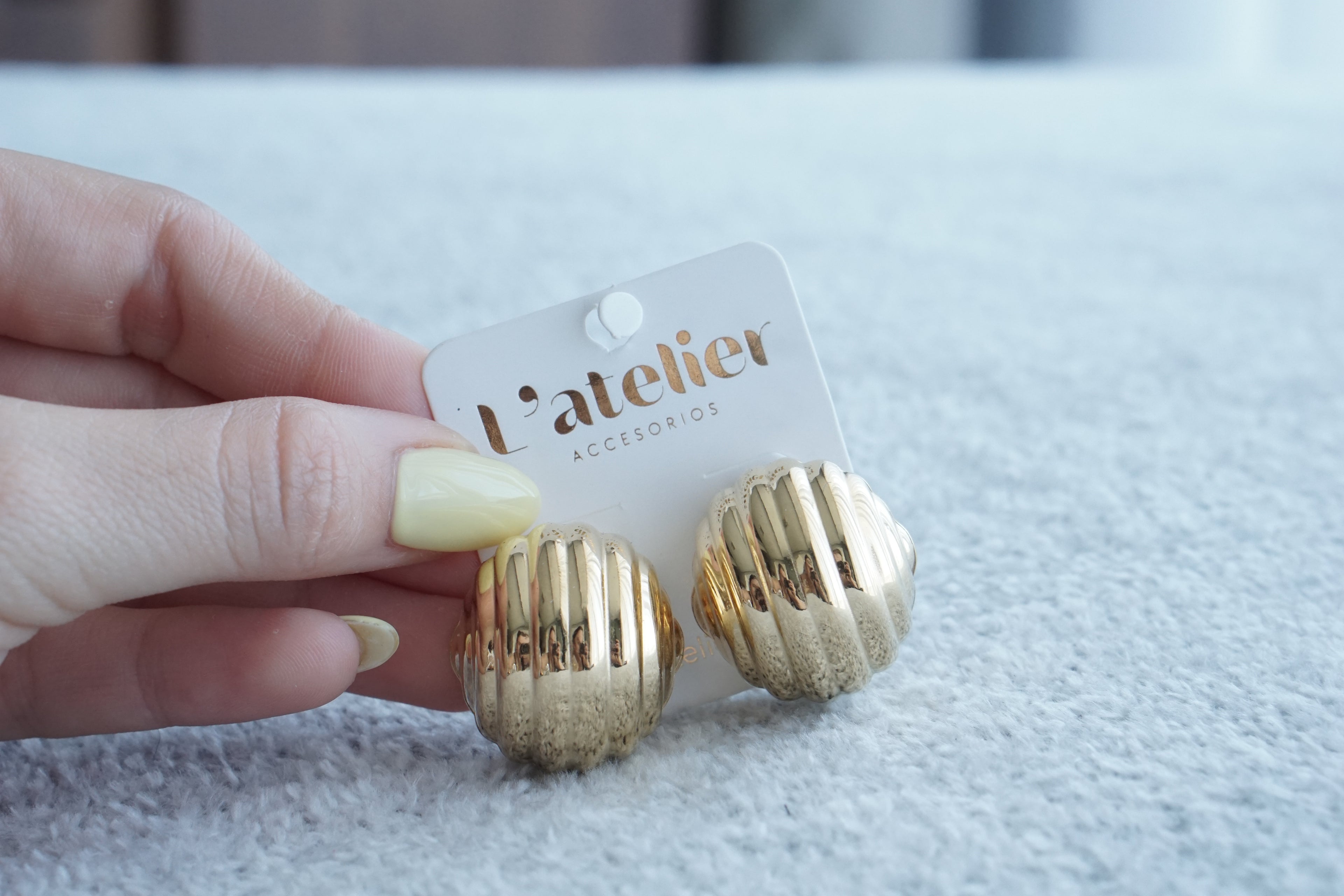 Textured Gold Oval Earrings