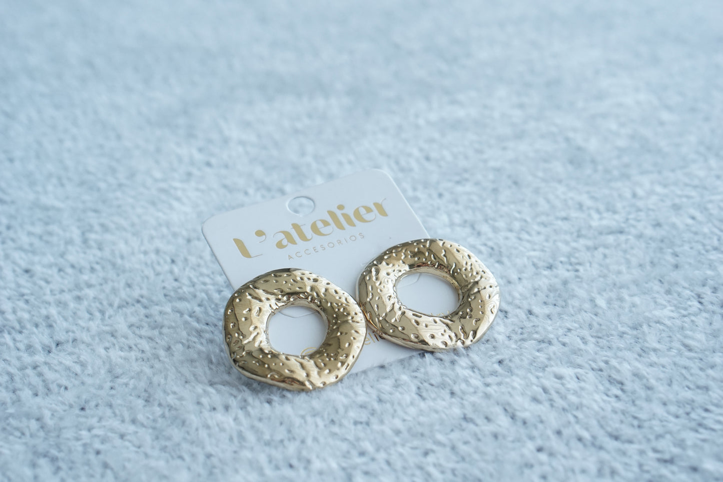 Hammered Open Circle Earrings – Gold