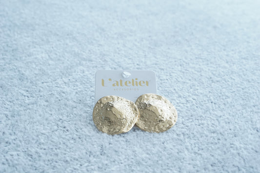 Hammered Round Earrings – Gold