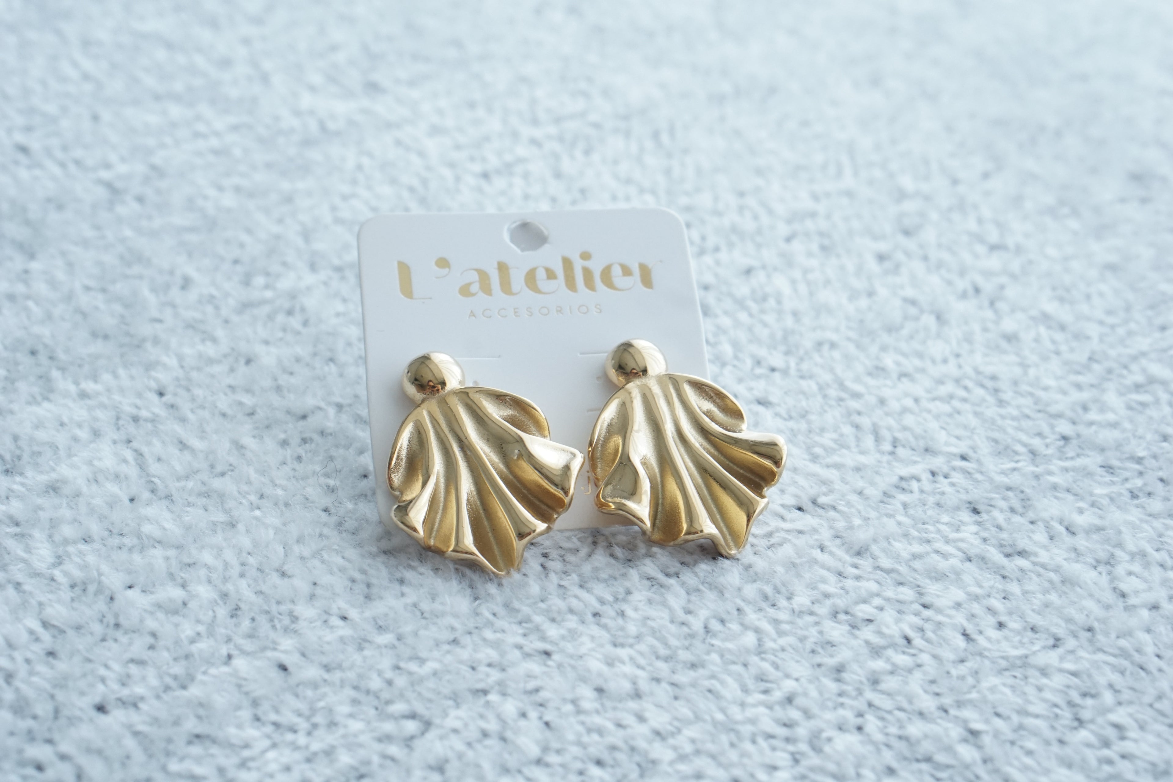 aretes chunky hoja acero inoxidable