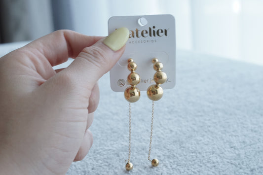 Golden Cascade Bead Drop Earrings