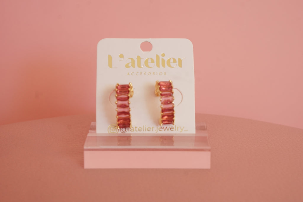 Aretes flex colores brillos, chapa de oro zirconias