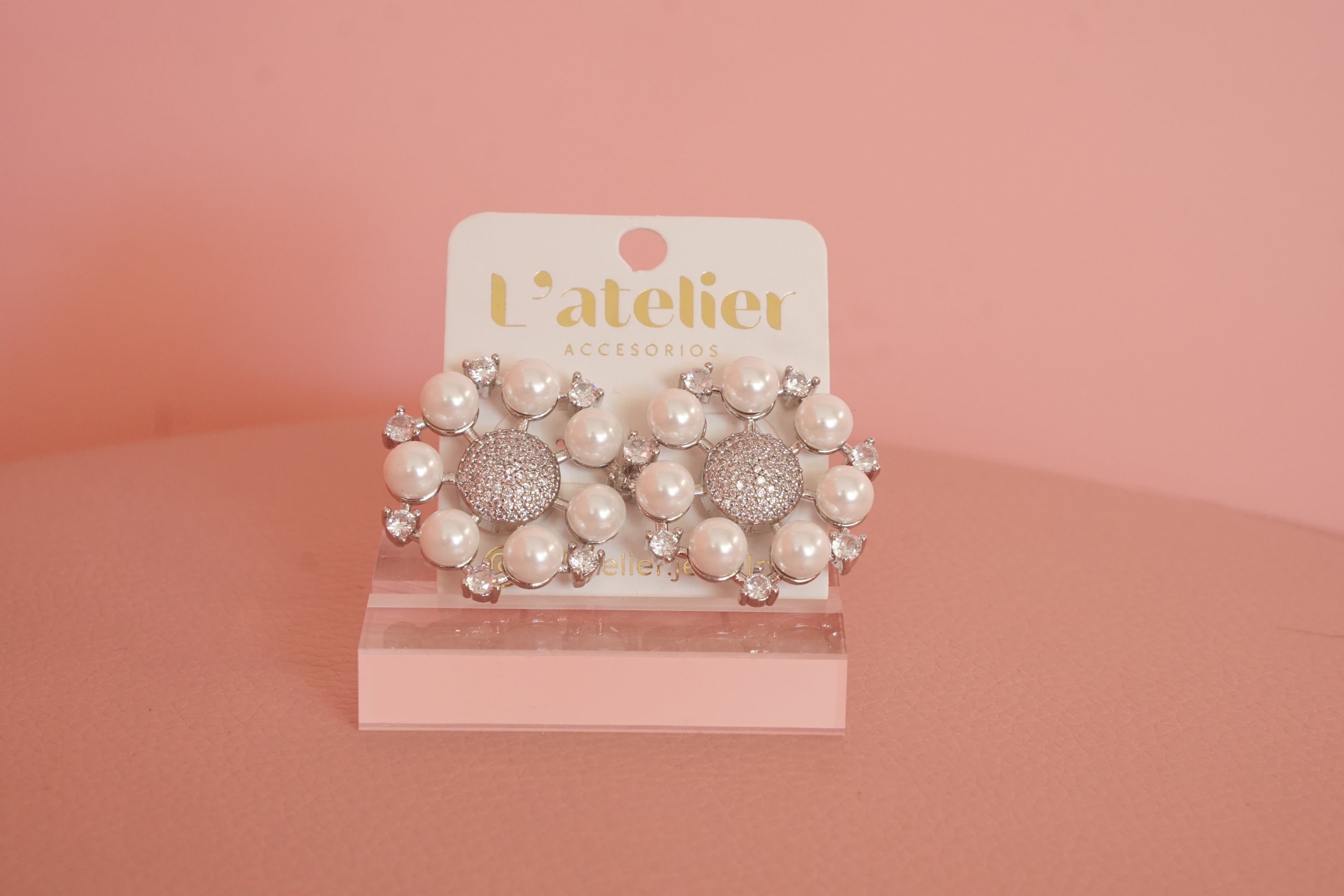 aretes perla plata zirconias