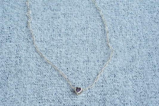 collar eslabon textura corazon morado oro laminado