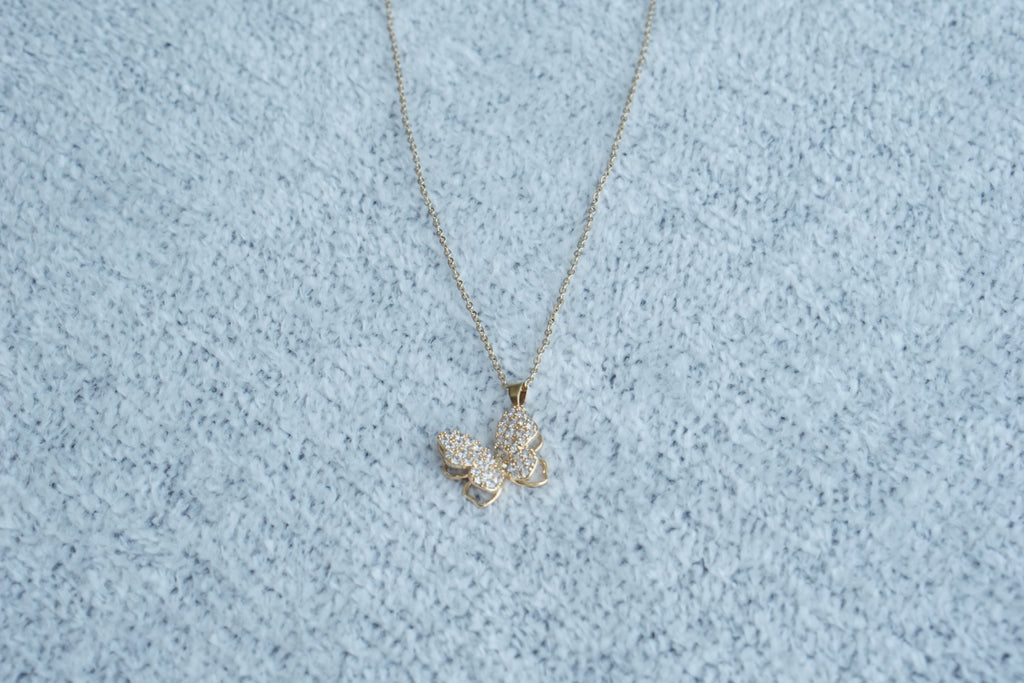 cadena mariposa acero inox con zirconias