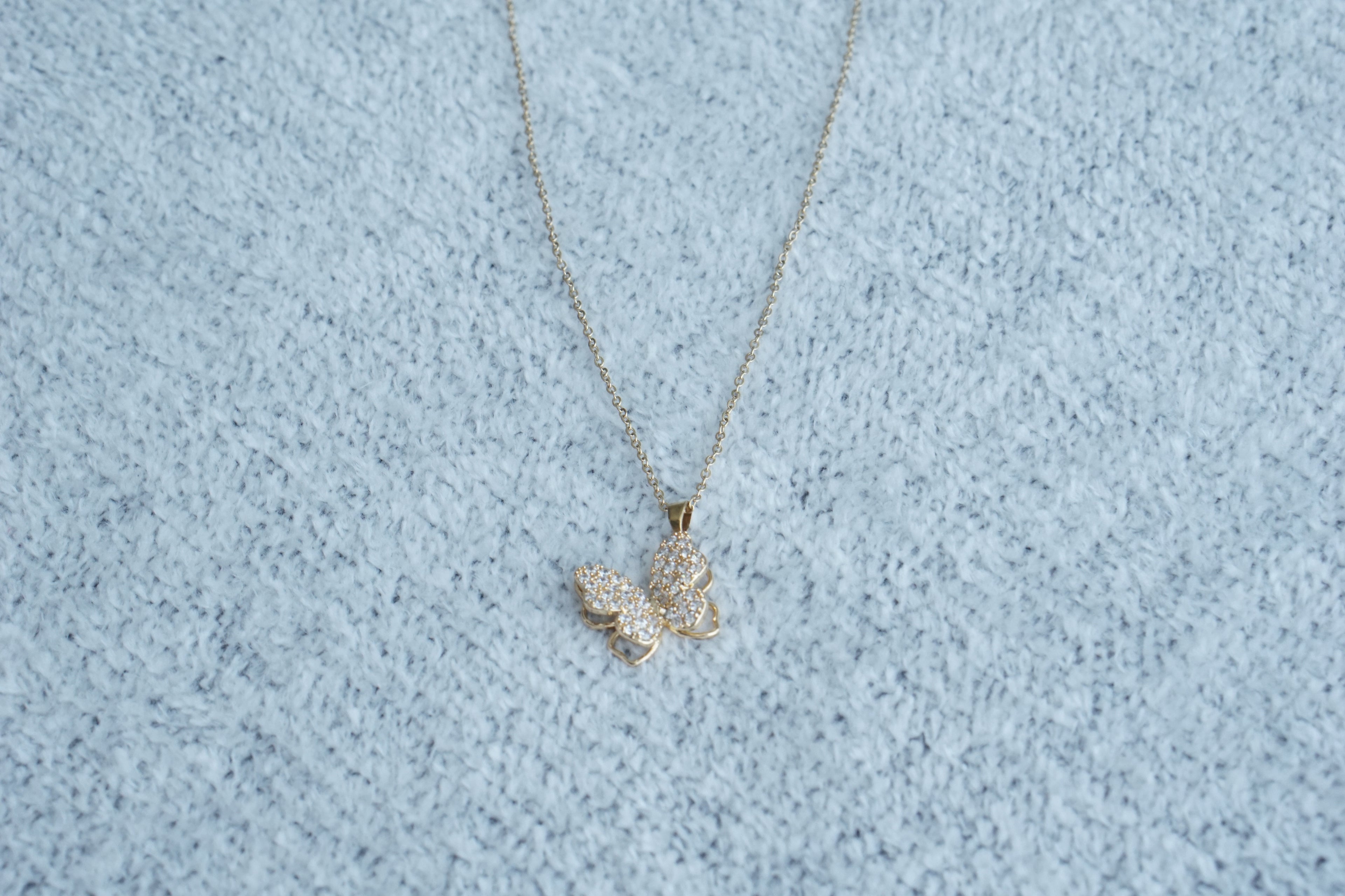 cadena mariposa acero inox con zirconias