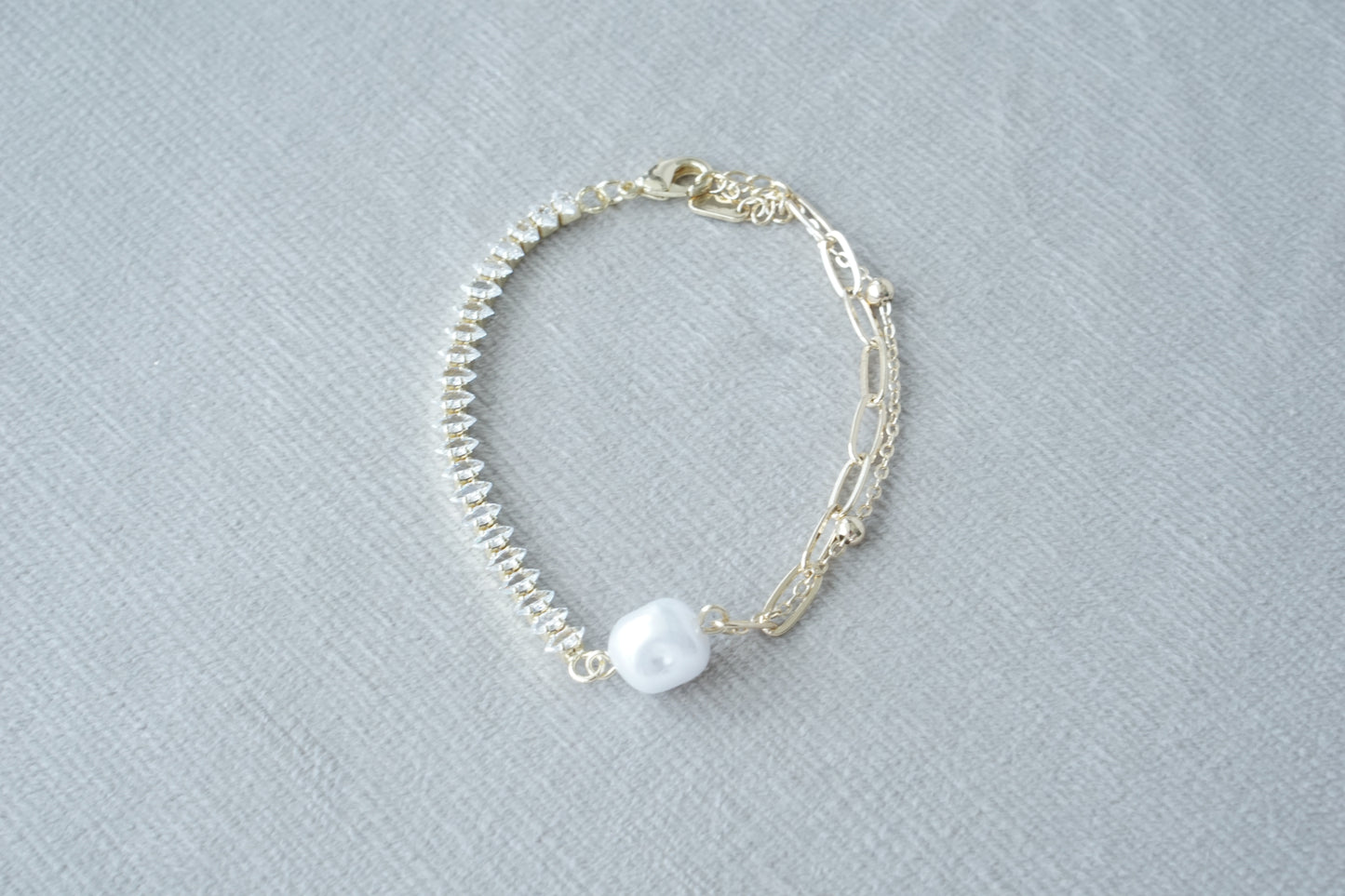 Pulsera zirconia ovalos y perla