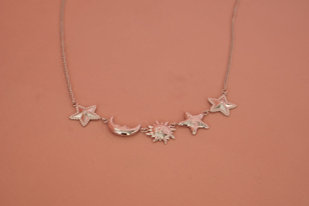 Collar de sol lunas y estrellas acero
