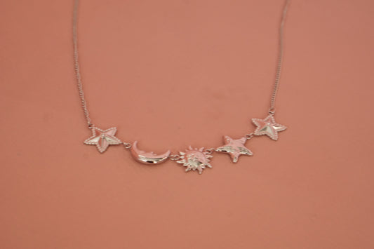 Collar de sol lunas y estrellas acero