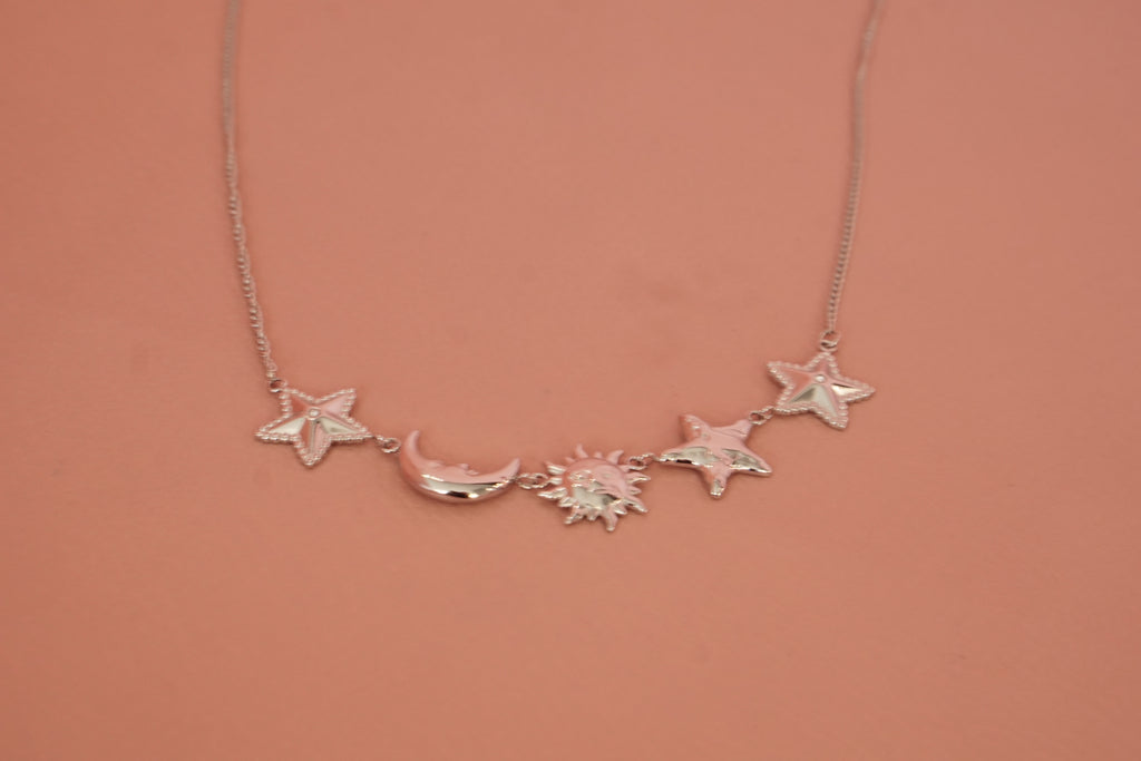 Collar de sol lunas y estrellas acero