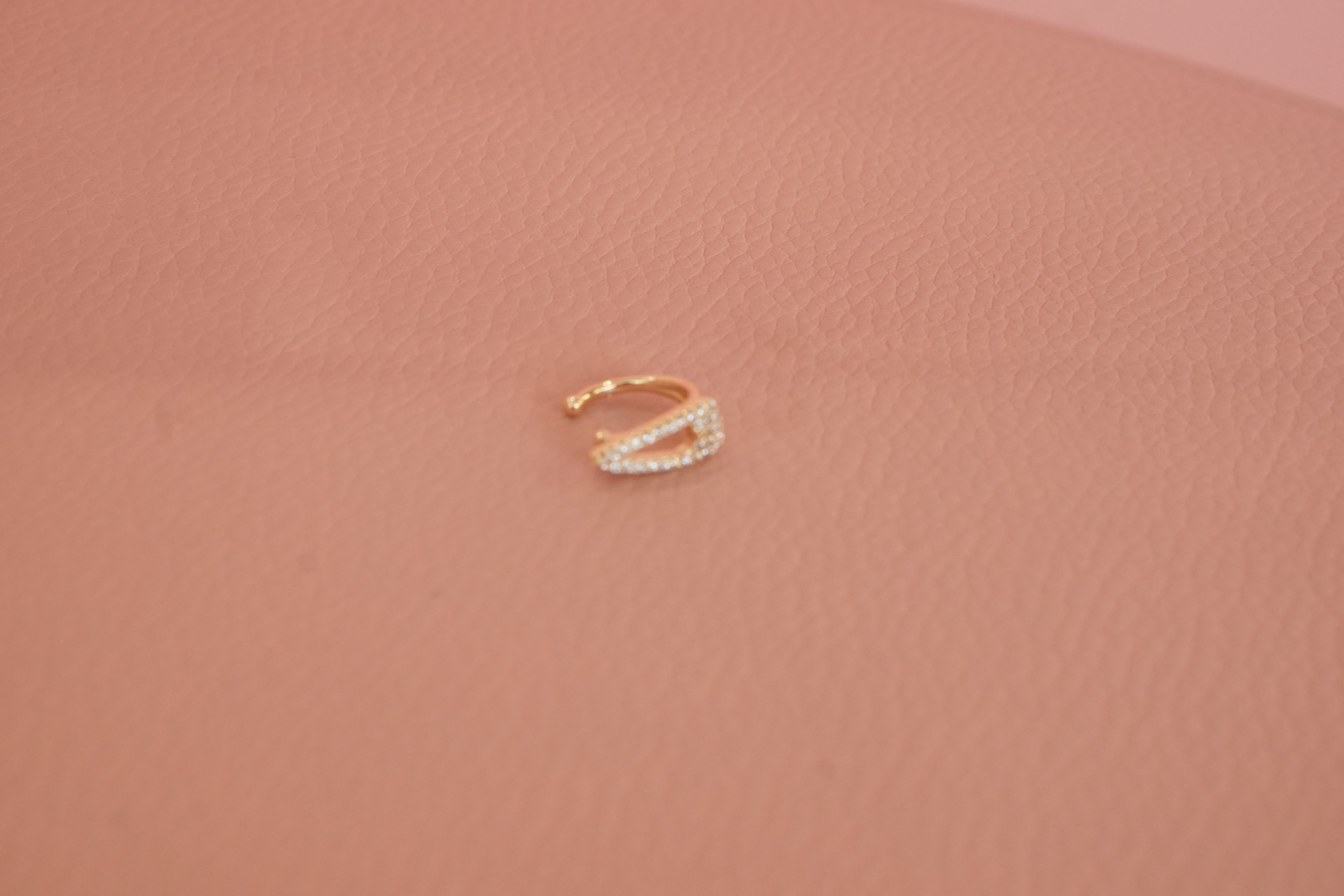 Earcuff doble con zirconias dorado chapa de oro