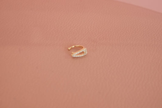 Earcuff doble con zirconias dorado chapa de oro