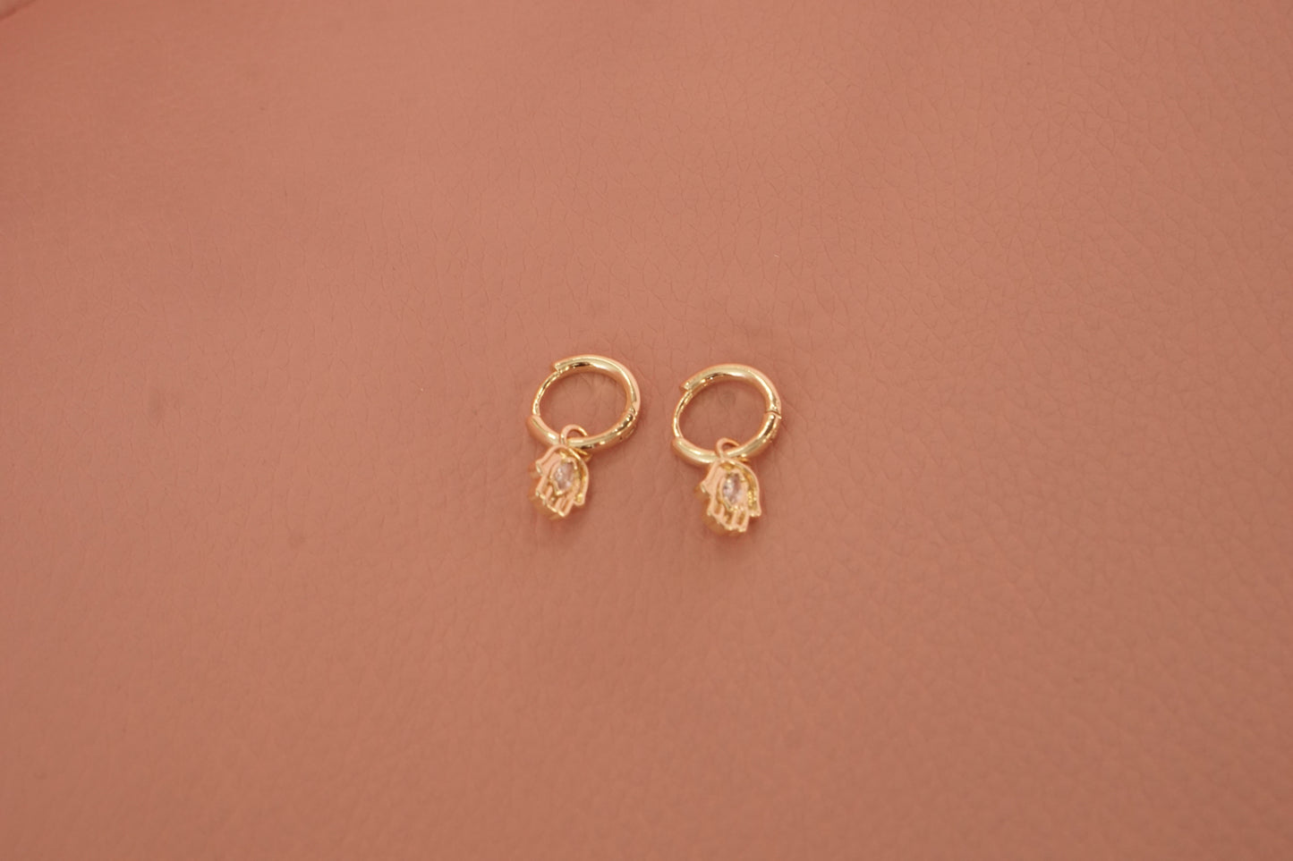 Huggies mano de fatima colgante zirconia chapa de oro