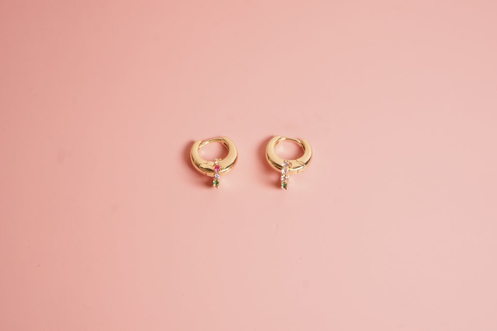 Huggies ovalada rondel con zirconias multicolor