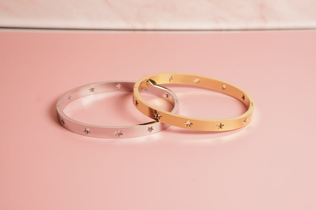 Pulsera acero inoxidable estrellas rigida