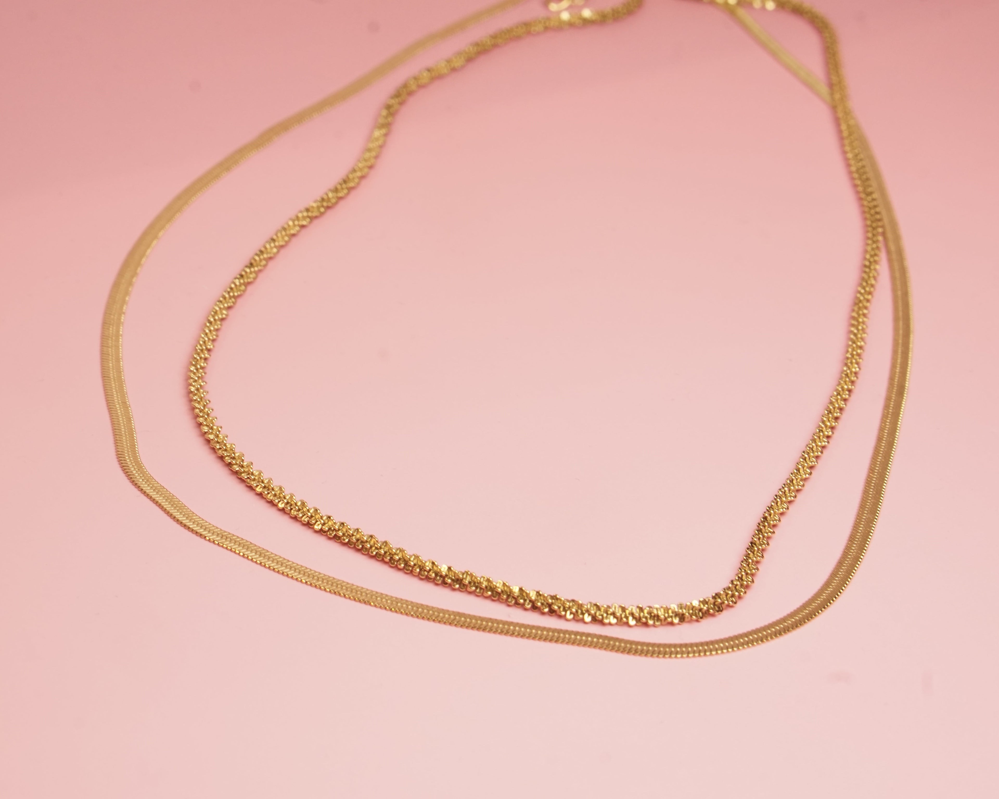 COLLAR DOBLE CADENA PLANCHADA Y TORSAL DIAMANTE