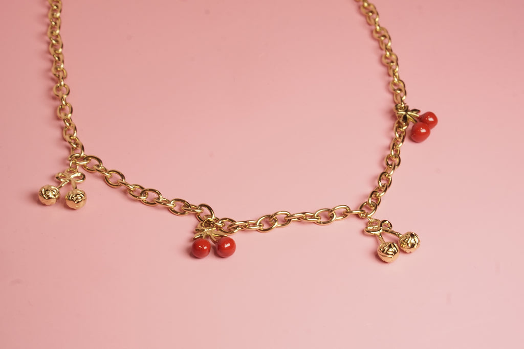 COLLAR DE CEREZAS ESMALTADAS 45-50CM/15MM