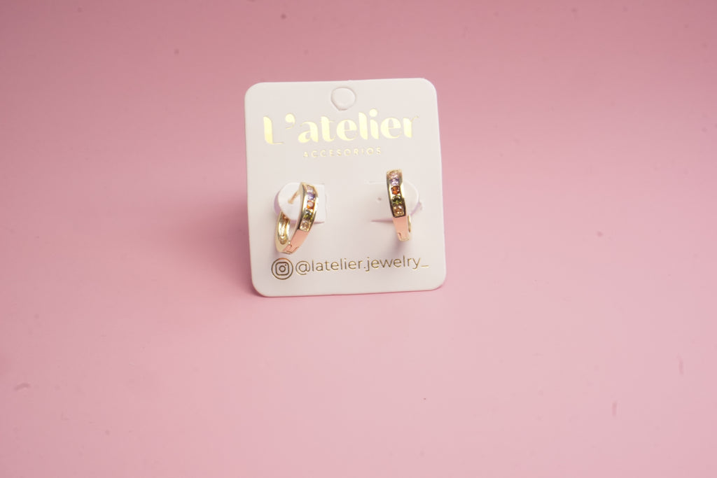 Arracada zirconias de colores