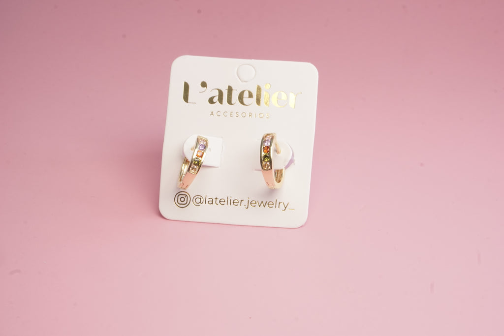 Arracada zirconias de colores