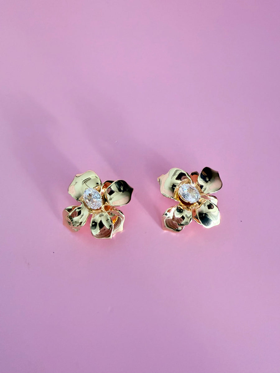 Aretes flor con zirconia