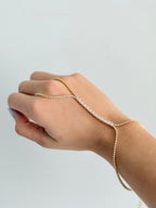 pulsera tipo tennis con anillo, tipo handchain
