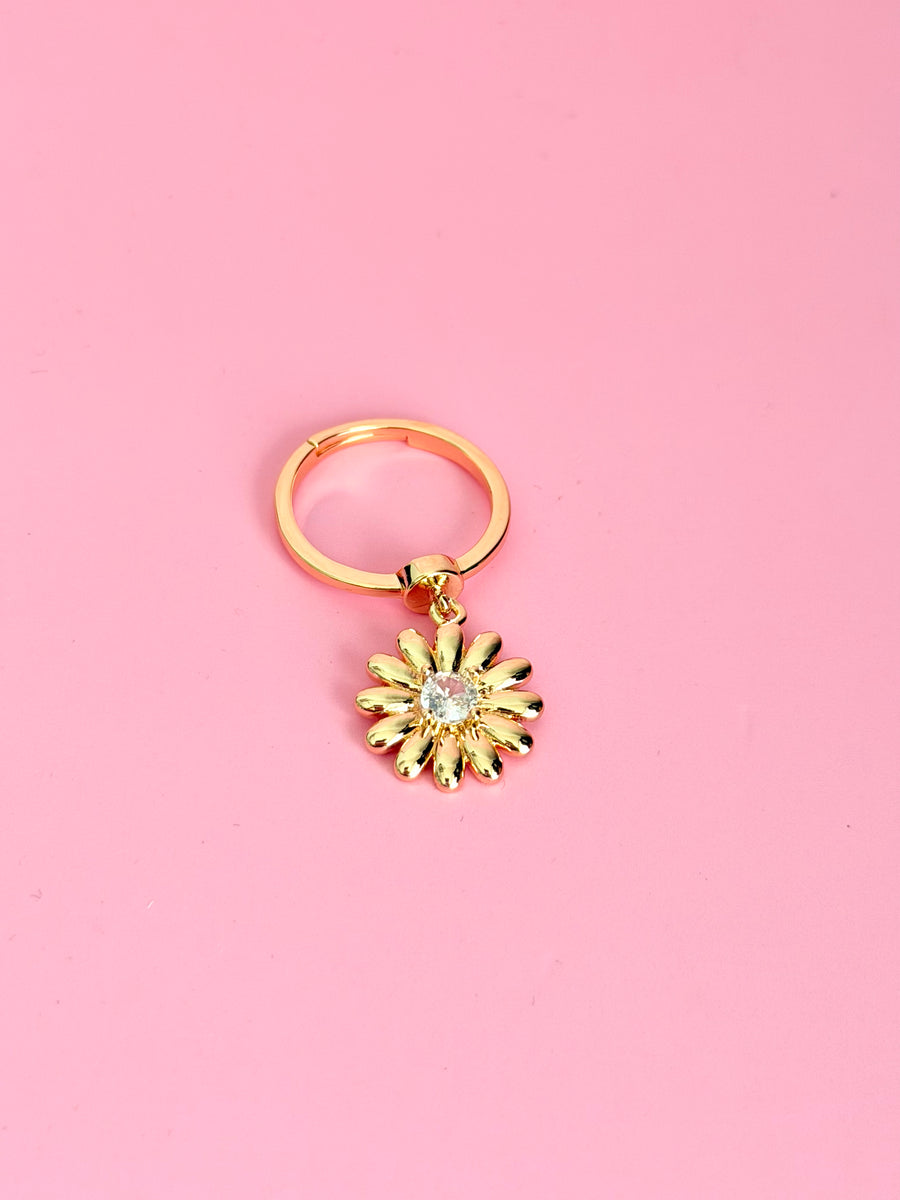 Anillo flor con zirconia