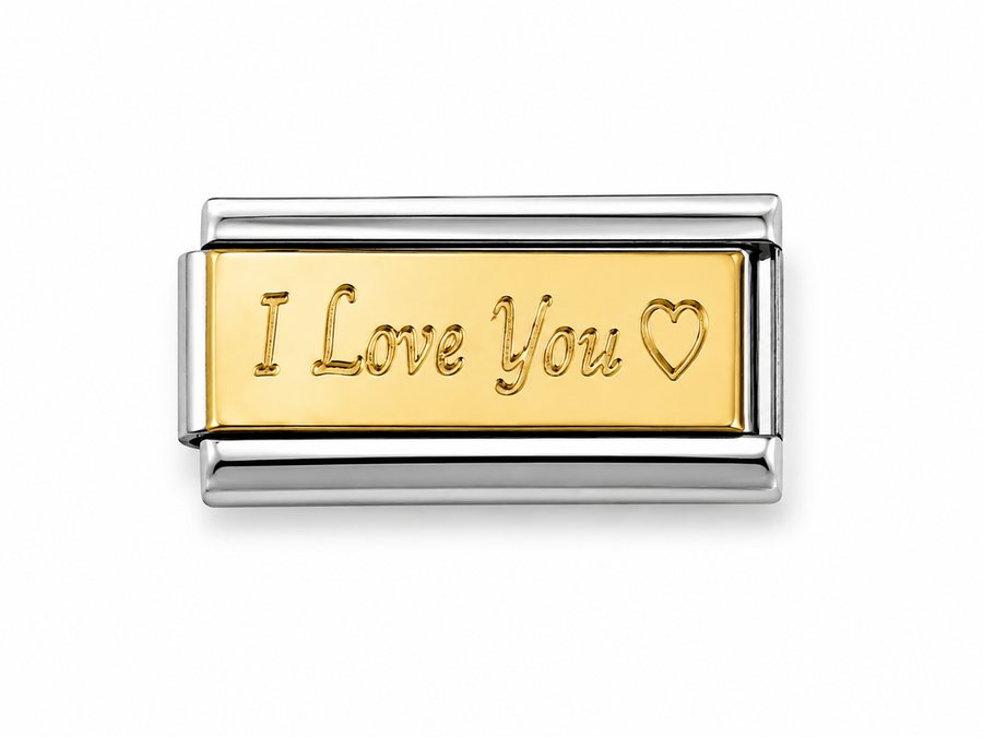 Charm eslabon italiano i love you grabado