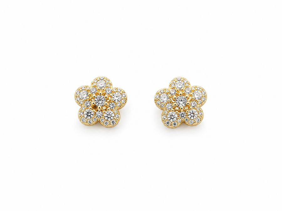 Aretes flor 10 mm con zirconia