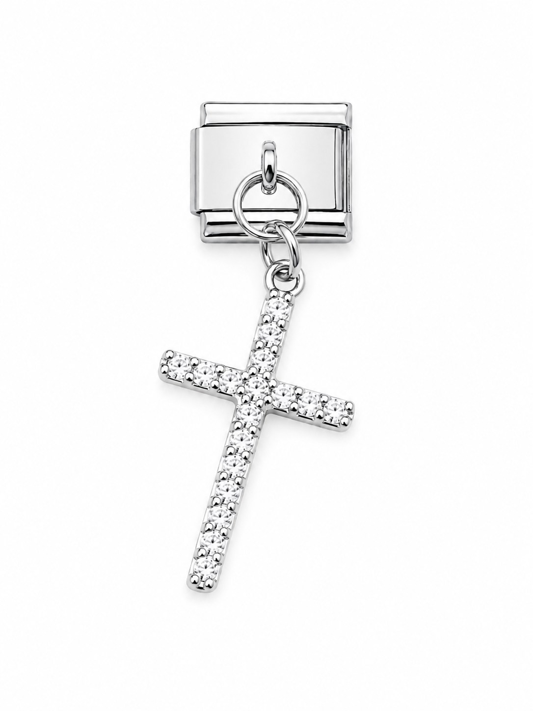 charm eslabon italiano con cruz colgante