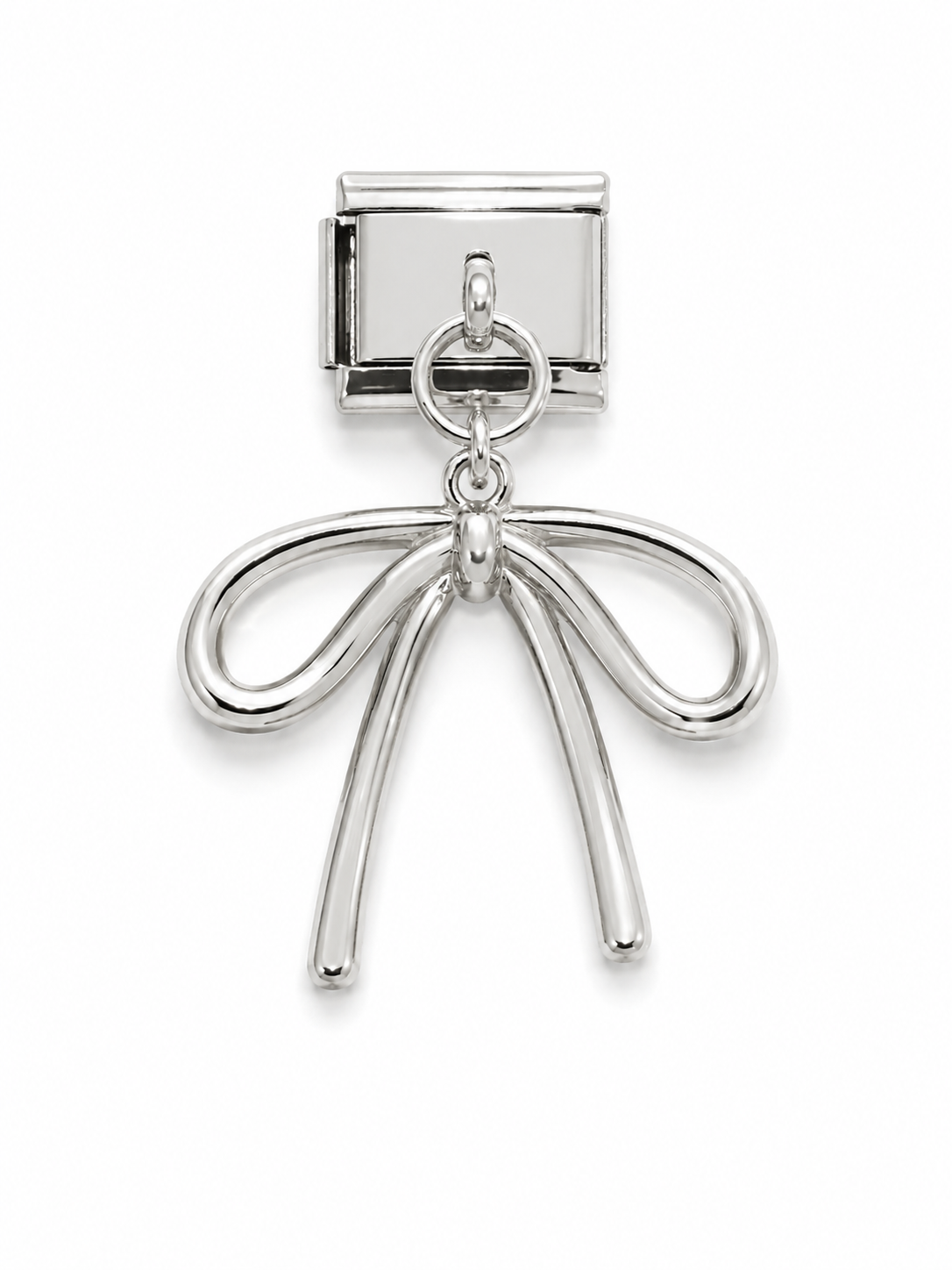 charm eslabon italiano con moño colgante