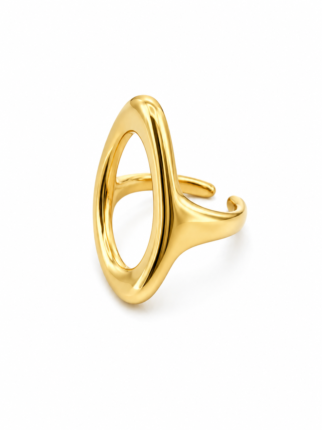Anillo acero inoxidable ovalo irregular liso