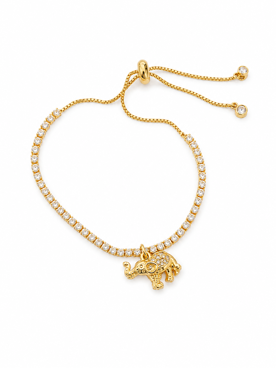 Pulsera tipo tennis con colguije elefante